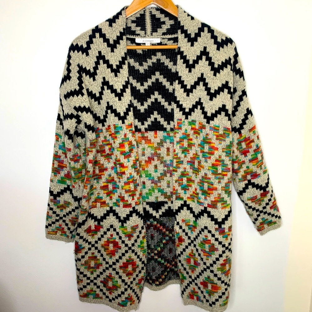 Dreamers By Debut Cardigan Open Front Sweater Southwest Boho Aztec Size S/M